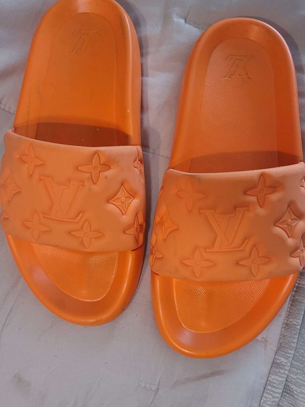 Louis Vuitton Orange Monogram Rubber Slide Sandals